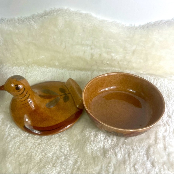 Vintage California Cleminsons Pottery Distlefink Bird Dish with Lid Folk Art - Picture 4 of 9